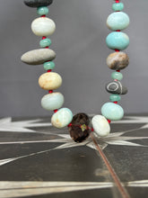 Load image into Gallery viewer, Beachy Bead collection hand knotted on red silk.
