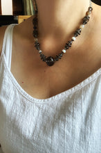 Load image into Gallery viewer, Vintage glass bead silk knotted necklace in neutrals
