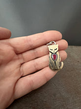 Load image into Gallery viewer, Bronze Kitty Pet with garnet
