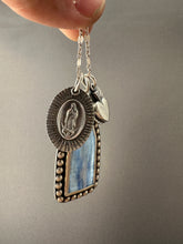 Load image into Gallery viewer, Our Lady of Guadalupe charm set with Kyanite window
