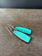 Load image into Gallery viewer, Green and gold enamel earrings
