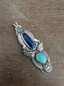 Lapis and turquoise bird medallion