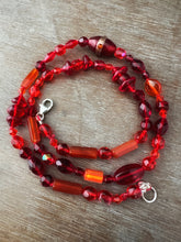Load image into Gallery viewer, Vintage glass bead silk knotted necklace in reds
