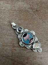 Load image into Gallery viewer, Cloisonné glass enamel pendant with ruby and quartz
