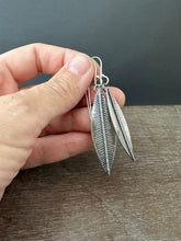 Load image into Gallery viewer, Stamped silver leaf earrings

