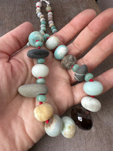 Load image into Gallery viewer, Beachy Bead collection hand knotted on red silk.
