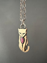 Load image into Gallery viewer, Bronze Kitty Pet with garnet
