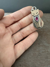 Load image into Gallery viewer, Bronze Kitty Pet with Garnet
