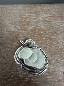 Fairy stone and vesuvianite crystal pendant