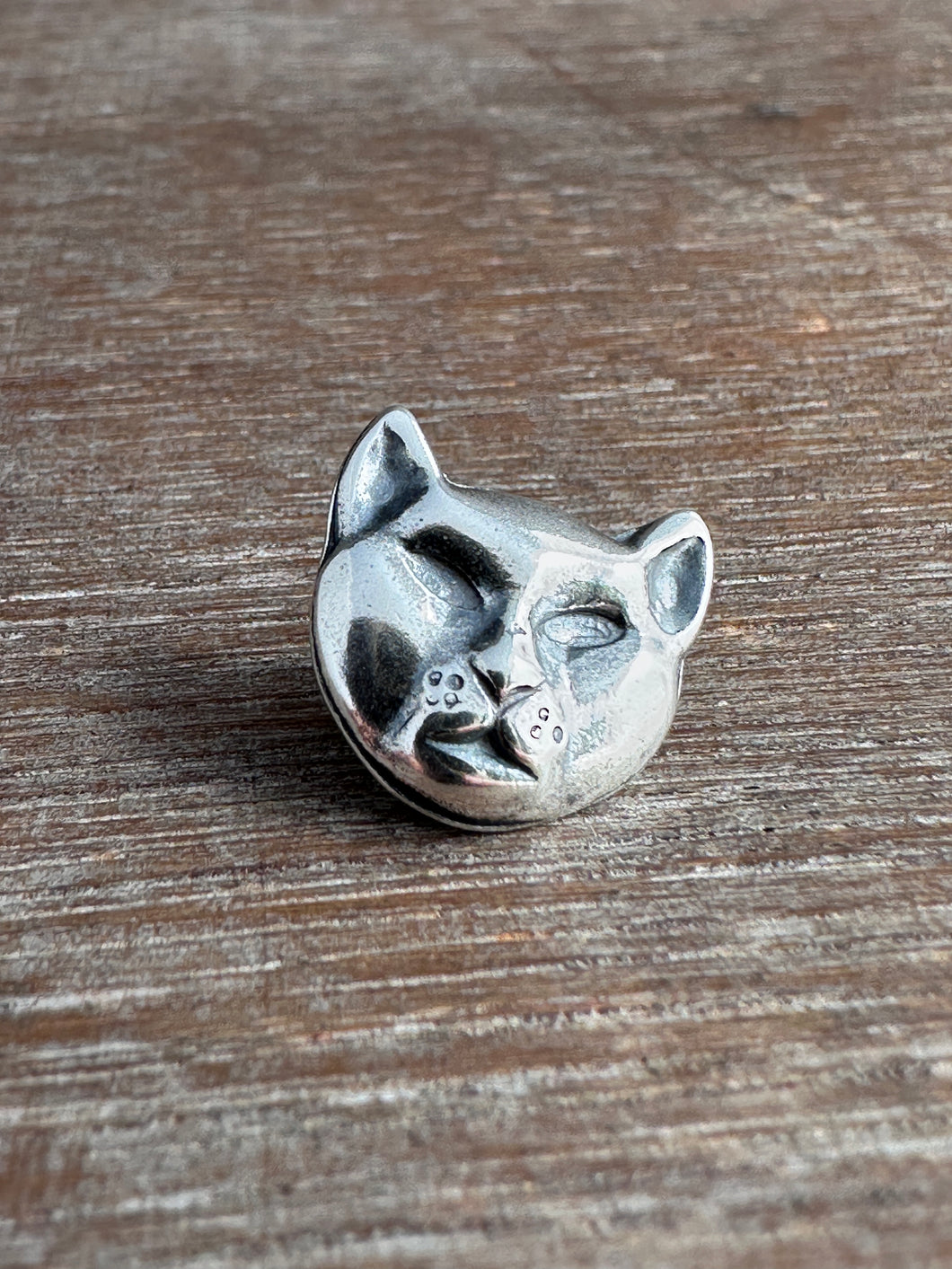 Silver cat pin, lapel pin, scatter pin