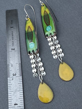 Load image into Gallery viewer, Yellow and Green Long Enamel Earrings

