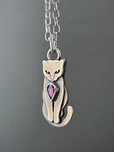 Load image into Gallery viewer, Bronze Kitty Pet with Garnet
