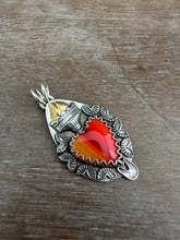 Load image into Gallery viewer, Orange rosarita Sacred Heart pendant
