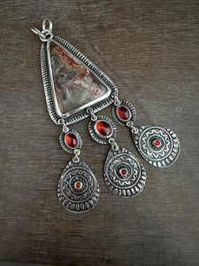 Crazy lace agate with garnets and jingle’s