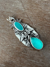 Load image into Gallery viewer, Amazonite and enamel bird medallion
