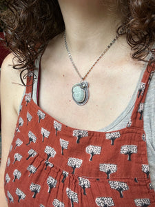 Fairy stone and vesuvianite crystal pendant