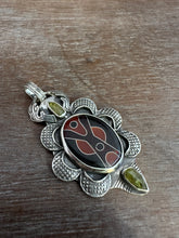Load image into Gallery viewer, Cloisonné and Vesuvianite Crystal Pendant.
