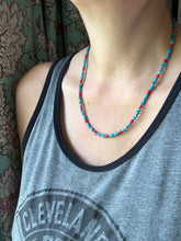 Load image into Gallery viewer, Apatite and coral beaded necklace
