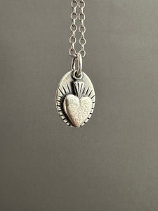 Tiny Silver Sacred Heart (Made to Order)
