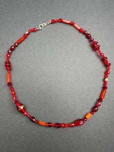 Load image into Gallery viewer, Vintage glass bead silk knotted necklace in reds
