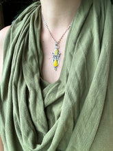 Load image into Gallery viewer, Rare yellow rosarita and enamel pendant
