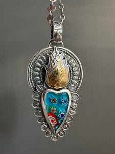 Millefiori Sacred Heart pendant