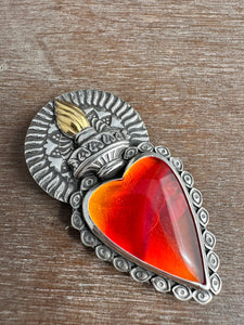 Red rosarita Sacred Heart pendant