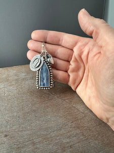 Our Lady of Guadalupe charm set with Kyanite window