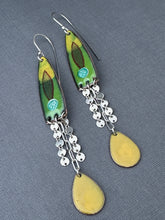 Load image into Gallery viewer, Yellow and Green Long Enamel Earrings
