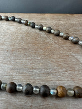 Load image into Gallery viewer, Staurolite with Bronze Sapphire on Bronzite and Labradorite Beaded Necklace
