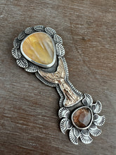 Load image into Gallery viewer, 14k gold filed Angel with Sagenite and mossy aquamarine
