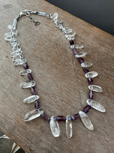 Load image into Gallery viewer, Quartz and Fluorite Beaded Necklace on Hand Knotted Silk Thread
