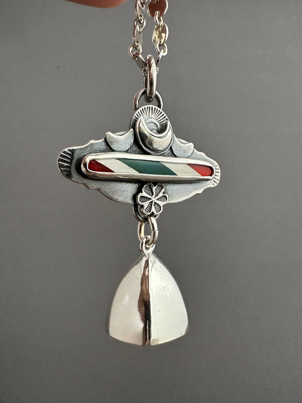 Candy Cane and Silver Bell Pendant