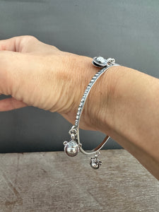 Sterling silver patterned Jingle bangle