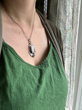 Load image into Gallery viewer, Quartz wing necklace with vesuvianite crystal
