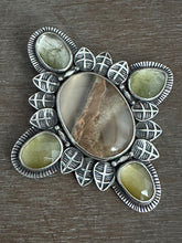 Load image into Gallery viewer, Mossy agate and green rutilated quartz medallion
