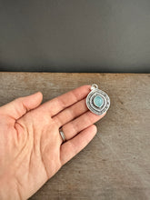 Load image into Gallery viewer, Layered silver and Aquamarine eye pendant
