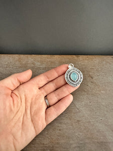 Layered silver and Aquamarine eye pendant