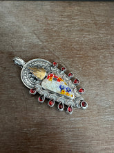 Load image into Gallery viewer, Millefiori and garnets Sacred Heart pendant
