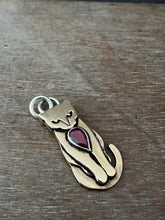 Load image into Gallery viewer, Bronze Kitty Pet with garnet
