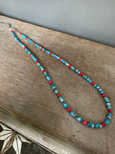Load image into Gallery viewer, Apatite and coral beaded necklace
