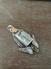 Load image into Gallery viewer, Quartz wing necklace with vesuvianite crystal
