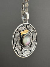 Load image into Gallery viewer, Silver fish parable pendant with abalone
