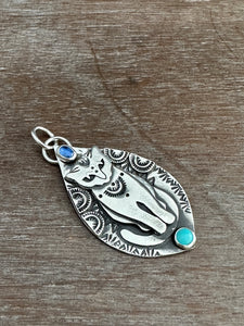 Jewel Cat with Turquoise and Kyanite