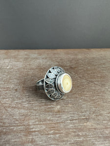 Fossilized Walrus Tusk Ring Size 8