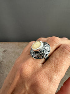 Fossilized Walrus Tusk Ring Size 8