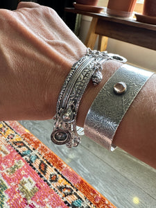 Sterling silver patterned Jingle bangle