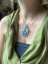 Load image into Gallery viewer, Cloisonné glass enamel with turquoise, labradorite, and kyanite
