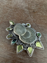 Load image into Gallery viewer, Fairy stone Pendant/Brooch with green gemstones
