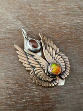Load image into Gallery viewer, Opal and Red Labradorite Wing Necklace
